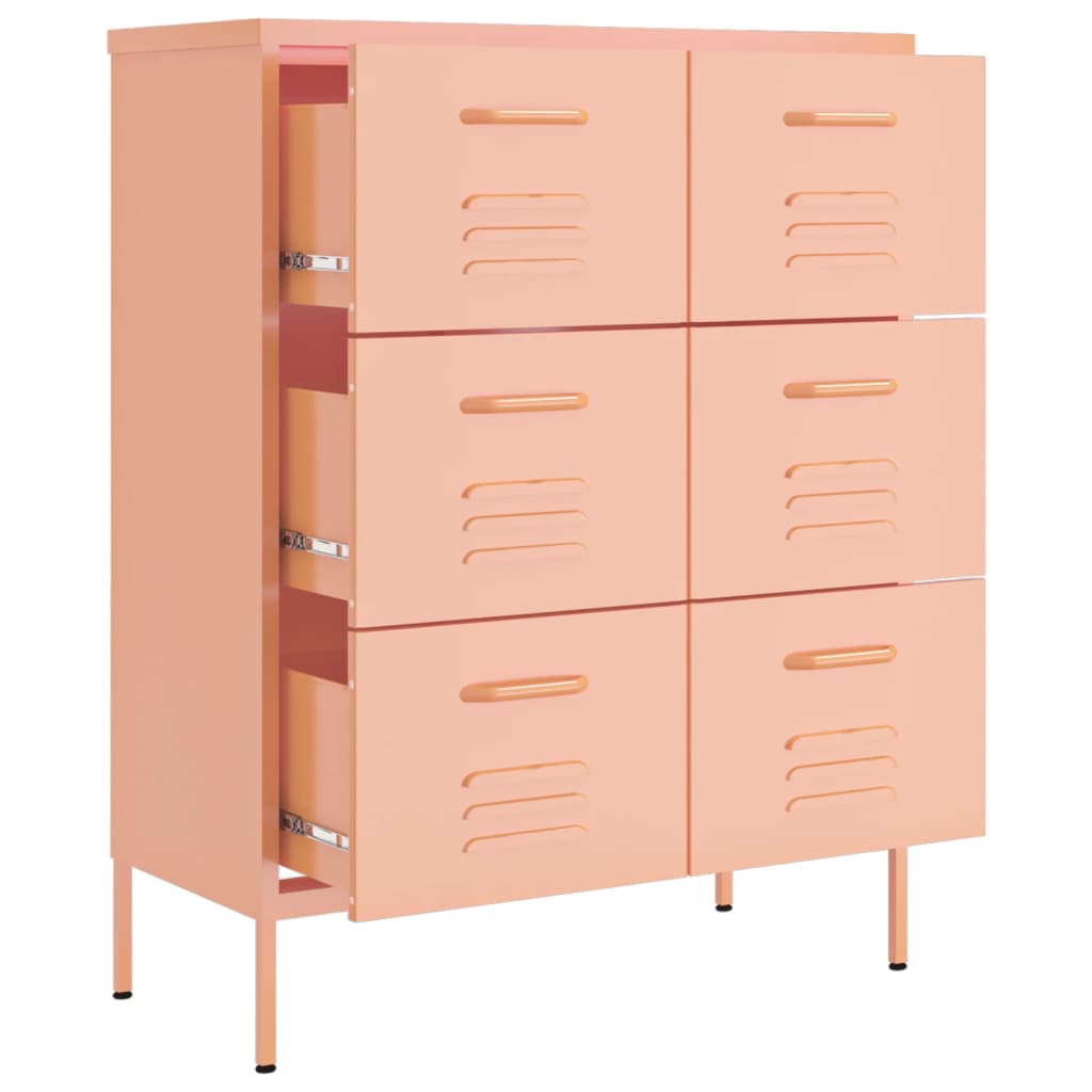 Armoire à tiroirs Rose 80x35x101,5 cm Acier Casiers & armoires de rangement vidaXL   