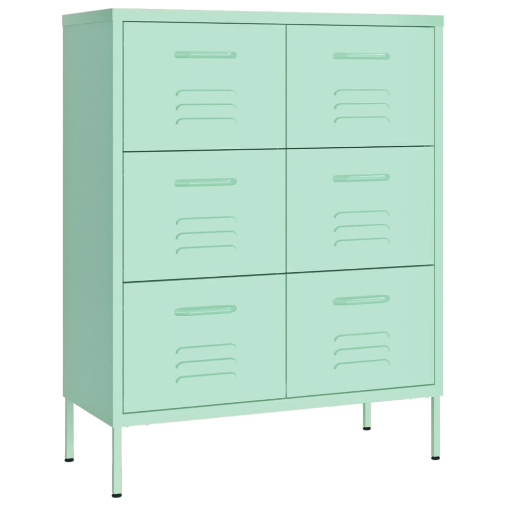 Armoire à tiroirs Vert menthe 80x35x101,5 cm Acier Casiers & armoires de rangement vidaXL   