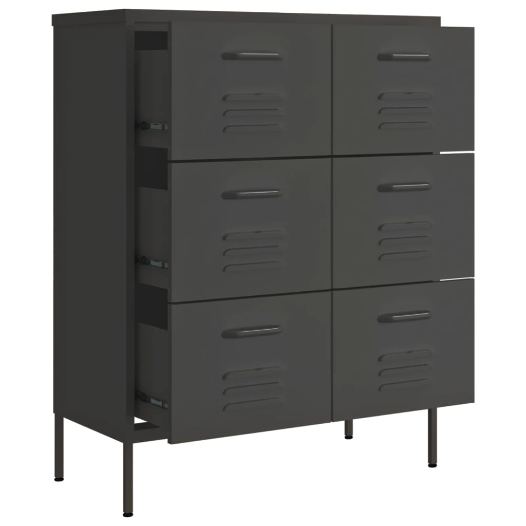 Armoire à tiroirs Anthracite 80x35x101,5 cm Acier Casiers & armoires de rangement vidaXL   