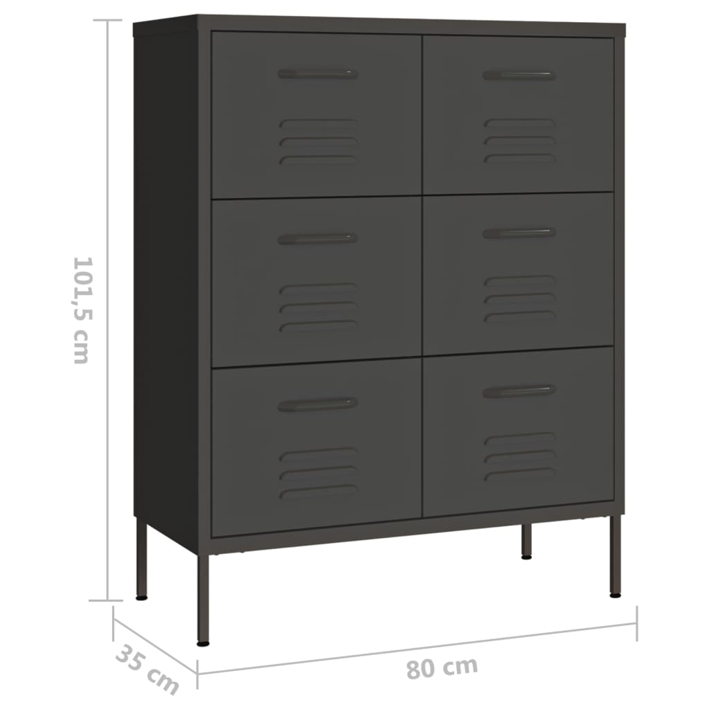 Armoire à tiroirs Anthracite 80x35x101,5 cm Acier Casiers & armoires de rangement vidaXL   