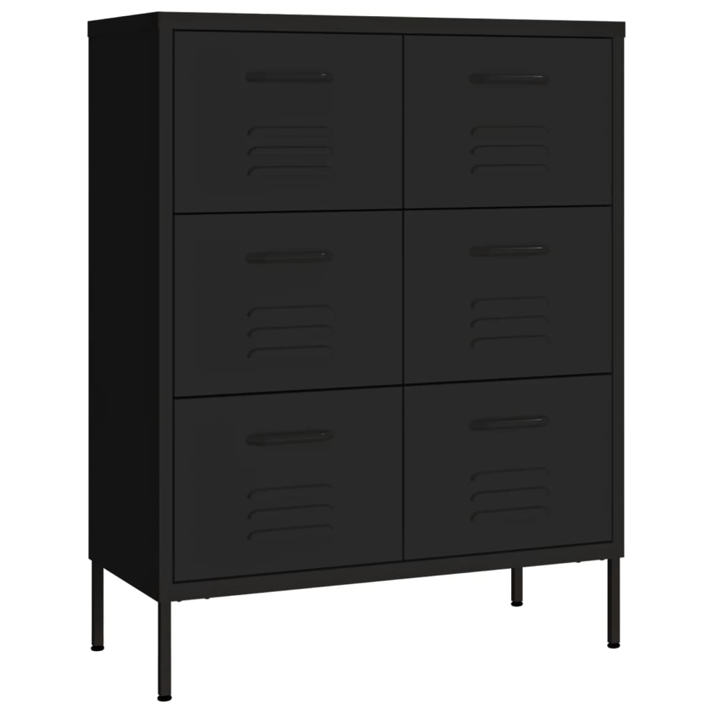 Armoire à tiroirs Noir 80x35x101,5 cm Acier Casiers & armoires de rangement vidaXL   