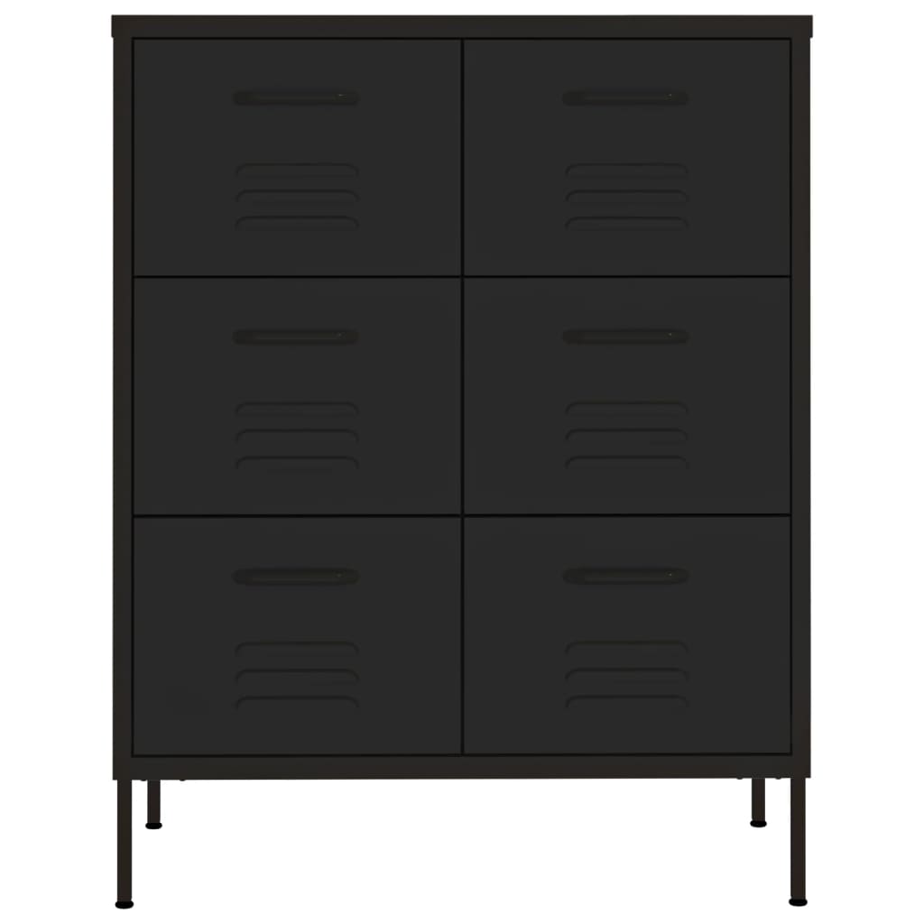 Armoire à tiroirs Noir 80x35x101,5 cm Acier Casiers & armoires de rangement vidaXL   