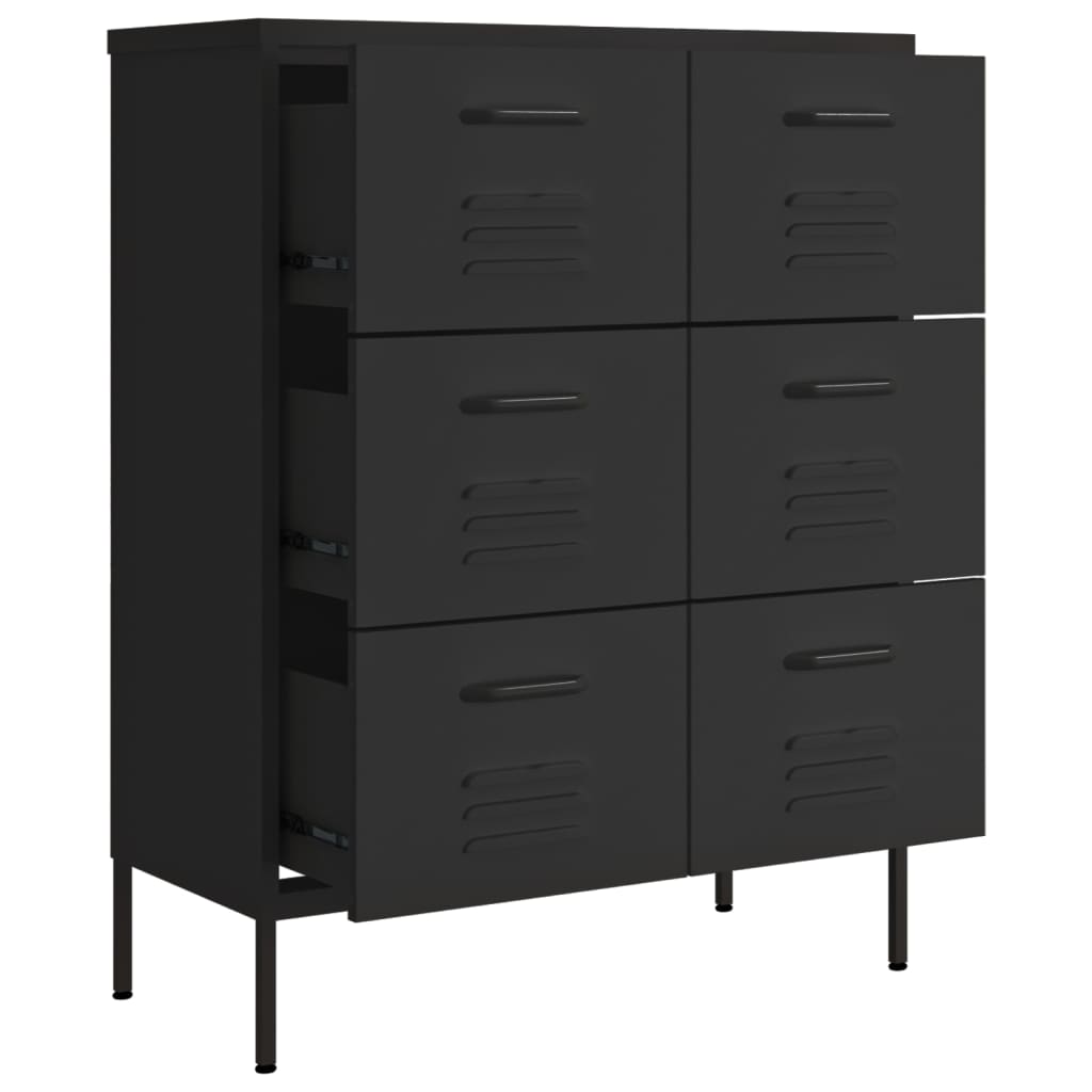 Armoire à tiroirs Noir 80x35x101,5 cm Acier Casiers & armoires de rangement vidaXL   