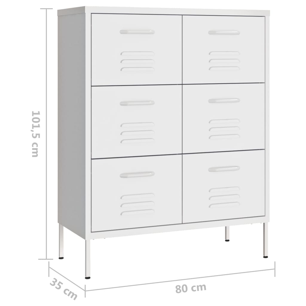 Armoire à tiroirs Blanc 80x35x101,5 cm Acier Casiers & armoires de rangement vidaXL