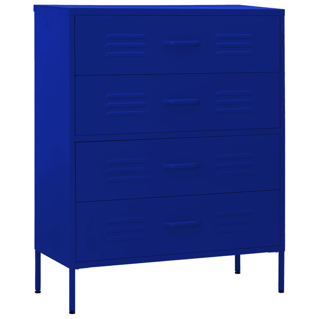 Commode Bleu marine 80x35x101,5 cm Acier Commodes vidaXL   