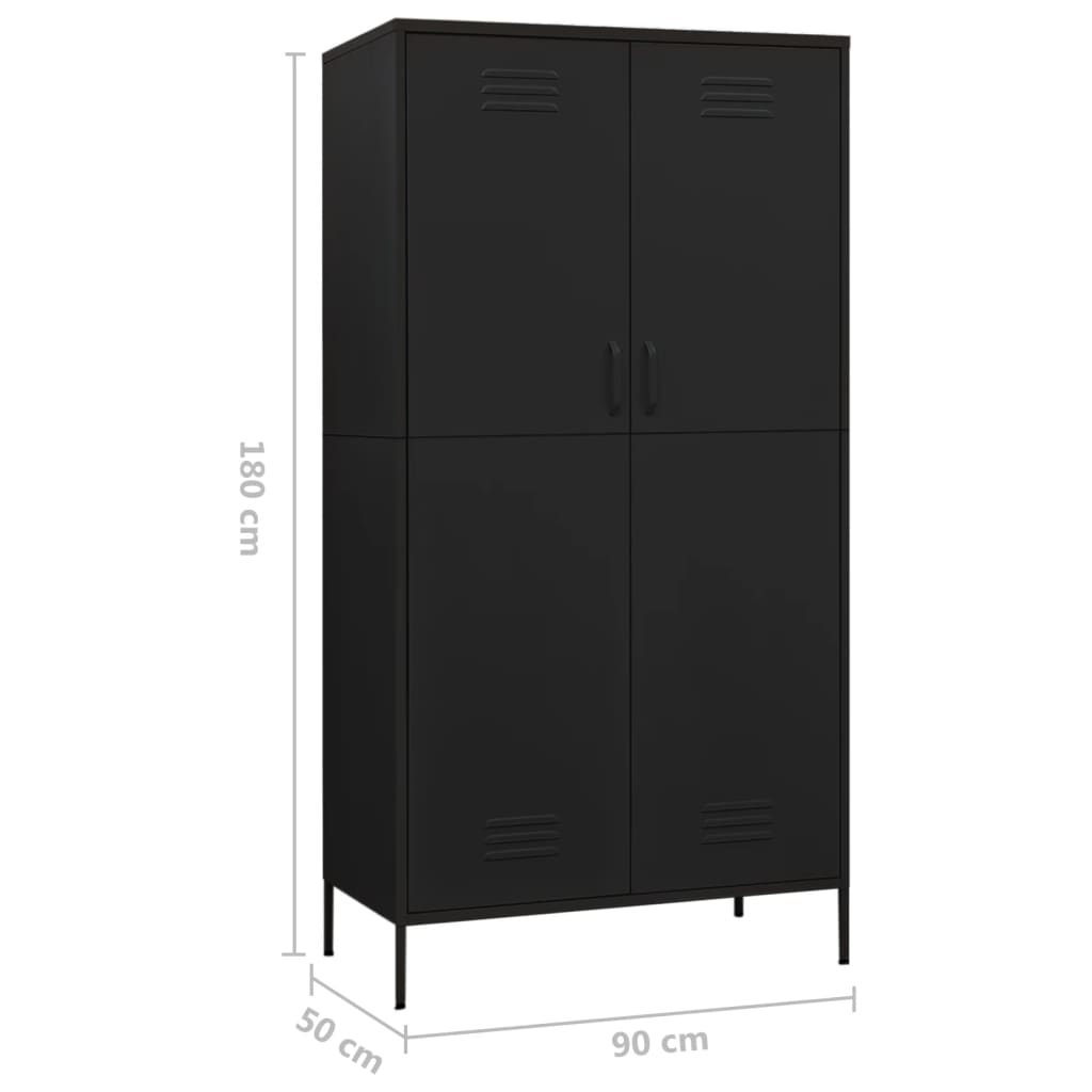 Garde-robe Noir 90x50x180 cm Acier Armoires vidaXL   