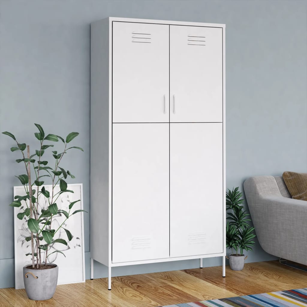 Garde-robe Blanc 90x50x180 cm Acier Armoires vidaXL   