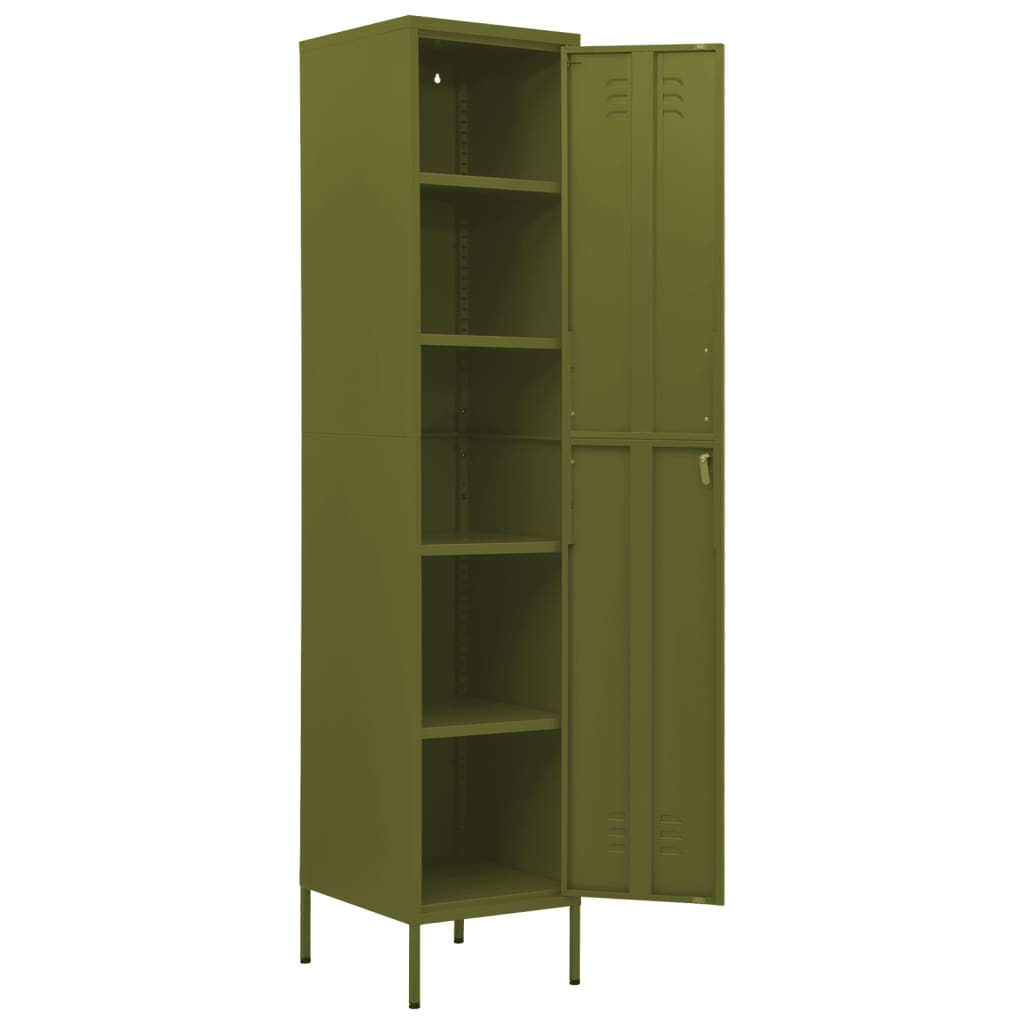 Armoire à casiers Vert olive 35x46x180 cm Acier Casiers & armoires de rangement vidaXL   