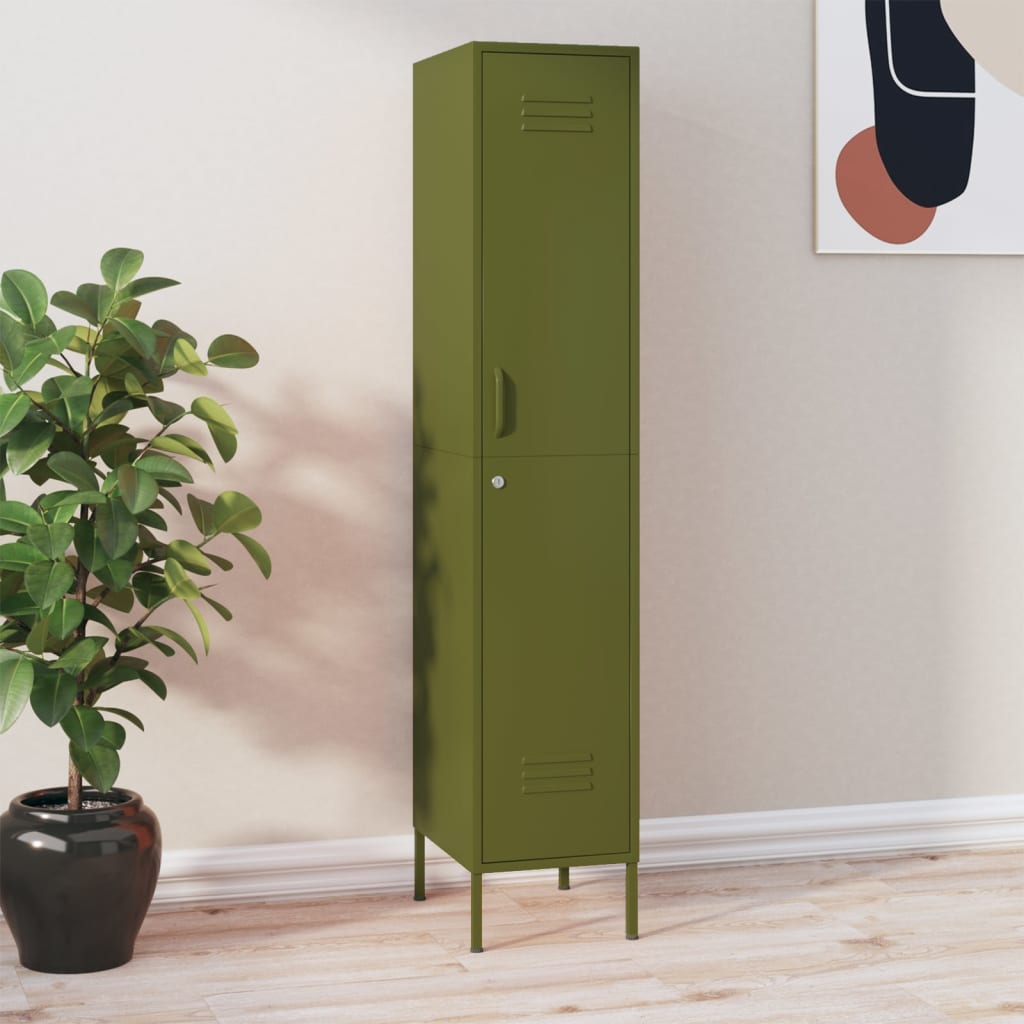 Armoire à casiers Vert olive 35x46x180 cm Acier Casiers & armoires de rangement vidaXL   