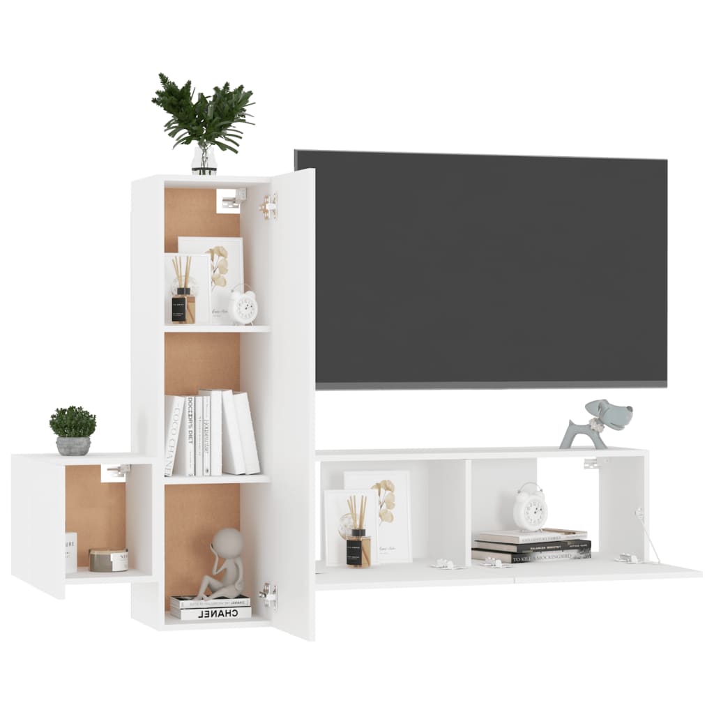 Ensemble de meubles TV 3 pcs Blanc Bois d'ingénierie Meubles TV vidaXL