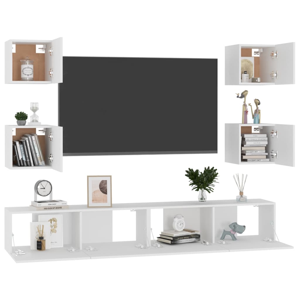 Ensemble de meubles TV 6 pcs Blanc Bois d'ingénierie Meubles TV vidaXL