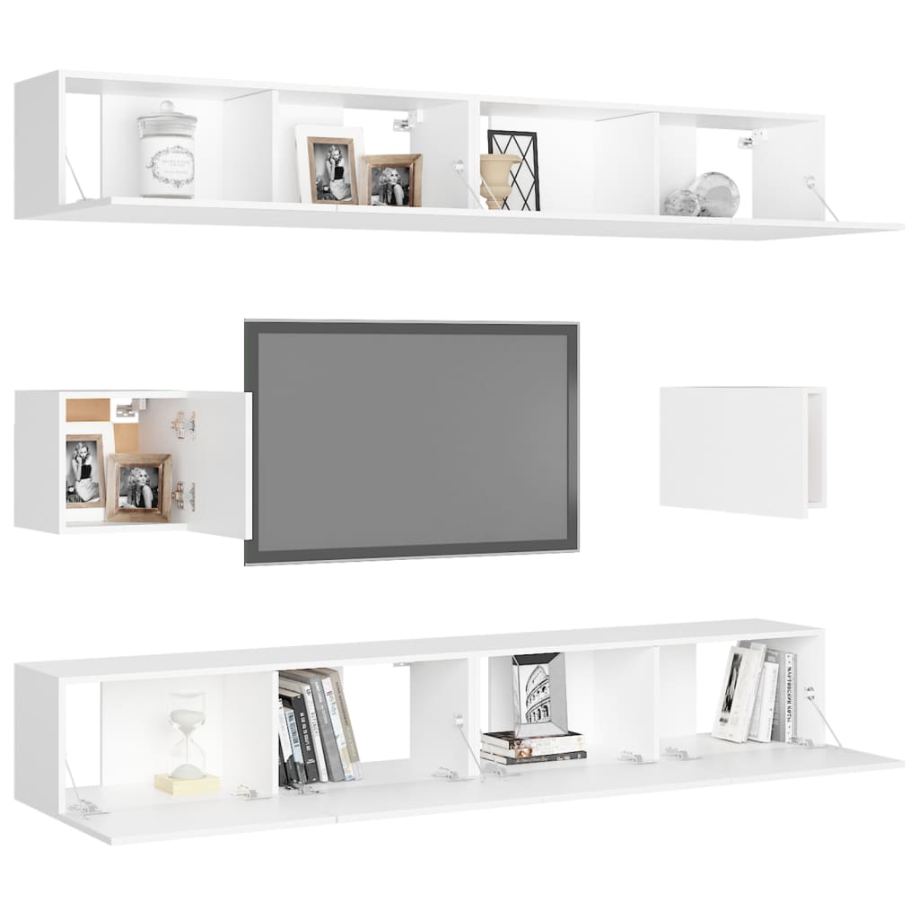 Ensemble de meubles TV 6 pcs Blanc Bois d'ingénierie Meubles TV vidaXL