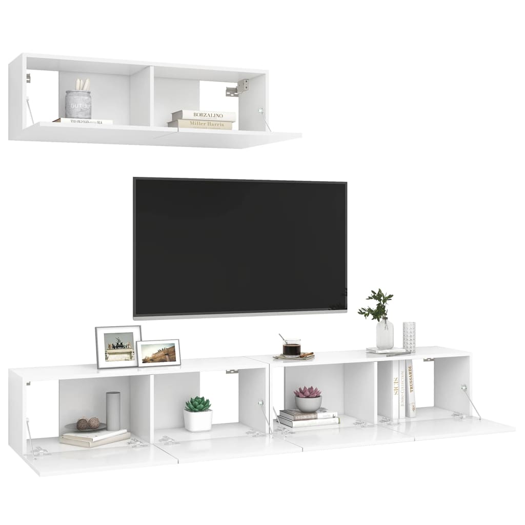 Meubles TV 3 pcs Blanc Bois d'ingénierie Meubles TV vidaXL