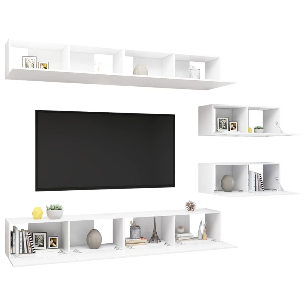 Ensemble de meubles TV 6 pcs Blanc Bois d'ingénierie Meubles TV vidaXL