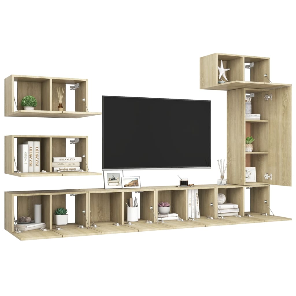 Ensemble de meubles TV 8 pcs Chêne sonoma Bois d'ingénierie Meubles TV vidaXL