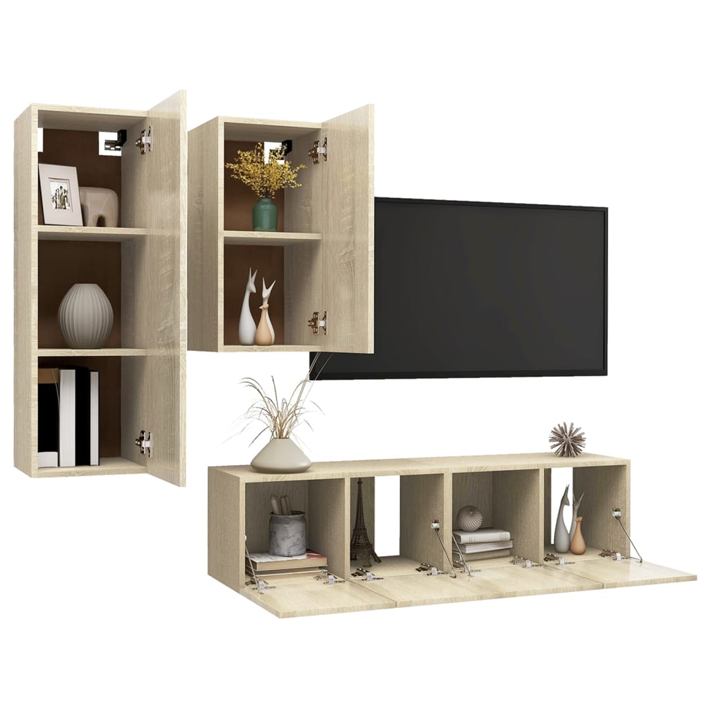 Ensemble de meubles TV 4 pcs Chêne sonoma Bois d'ingénierie Meubles TV vidaXL