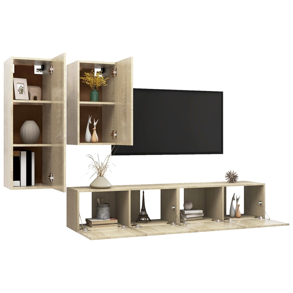 Ensemble de meubles TV 4 pcs Chêne sonoma Bois d'ingénierie Meubles TV vidaXL