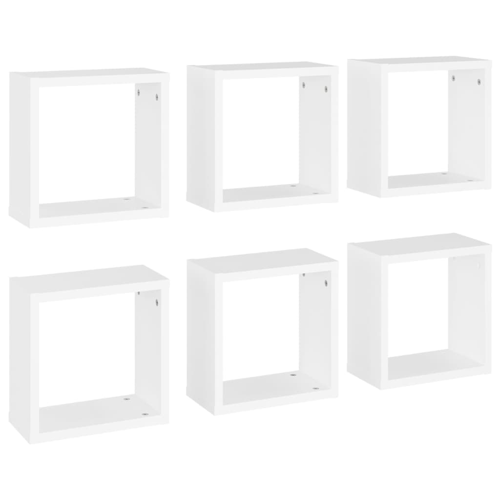 Étagères cube murales 6 pcs Blanc 30x15x30 cm Étagères murales & corniches vidaXL