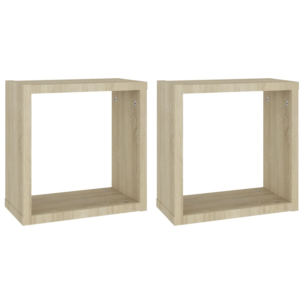 Étagères cube murales 2 pcs Chêne sonoma 30x15x30 cm - Xios Store SNC