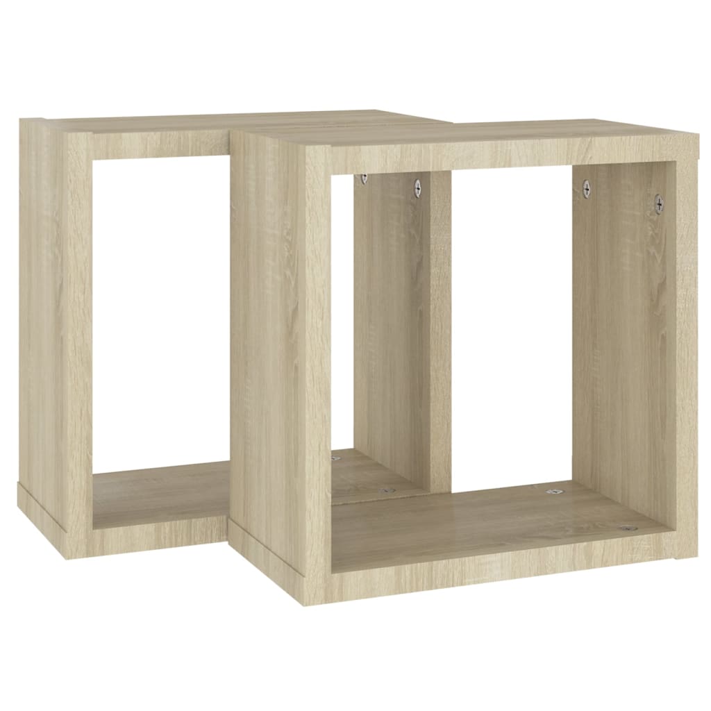 Étagères cube murales 2 pcs Chêne sonoma 30x15x30 cm - Xios Store SNC