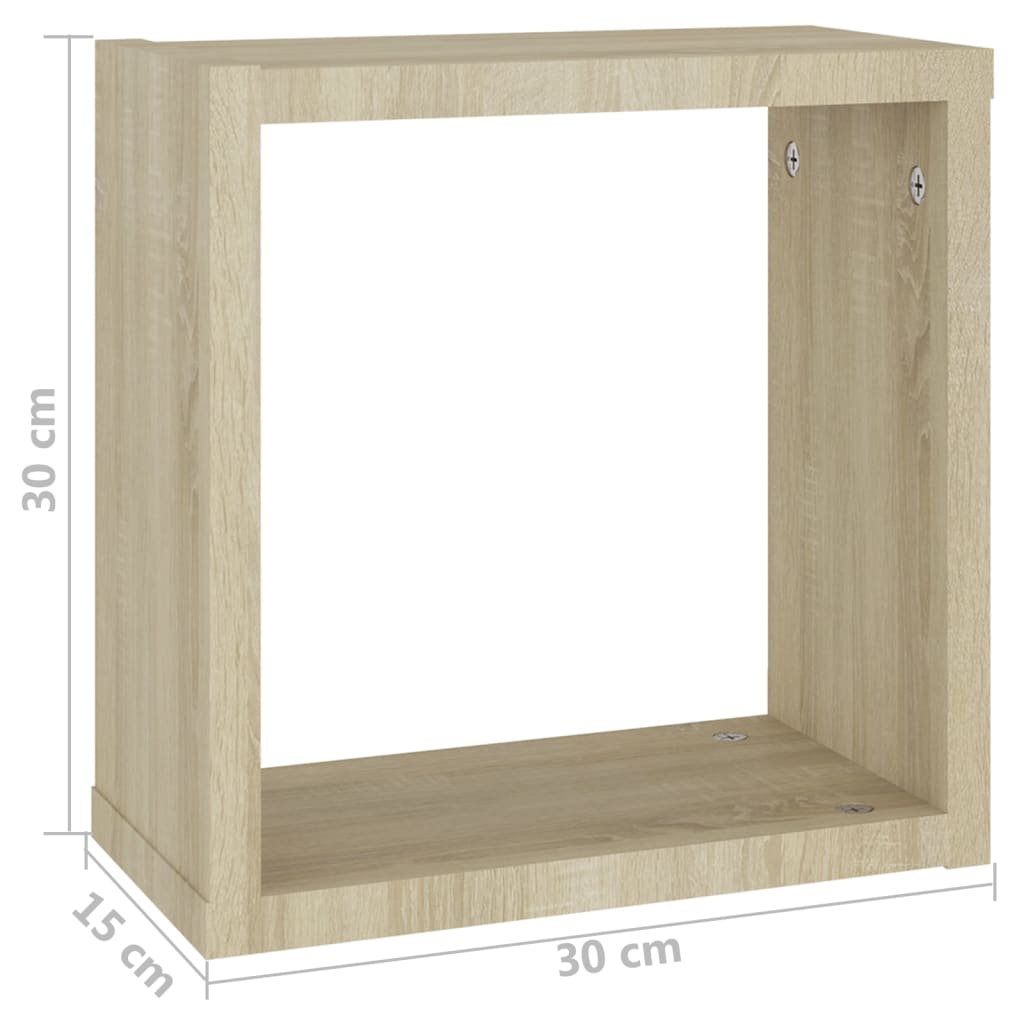 Étagères cube murales 2 pcs Chêne sonoma 30x15x30 cm - Xios Store SNC