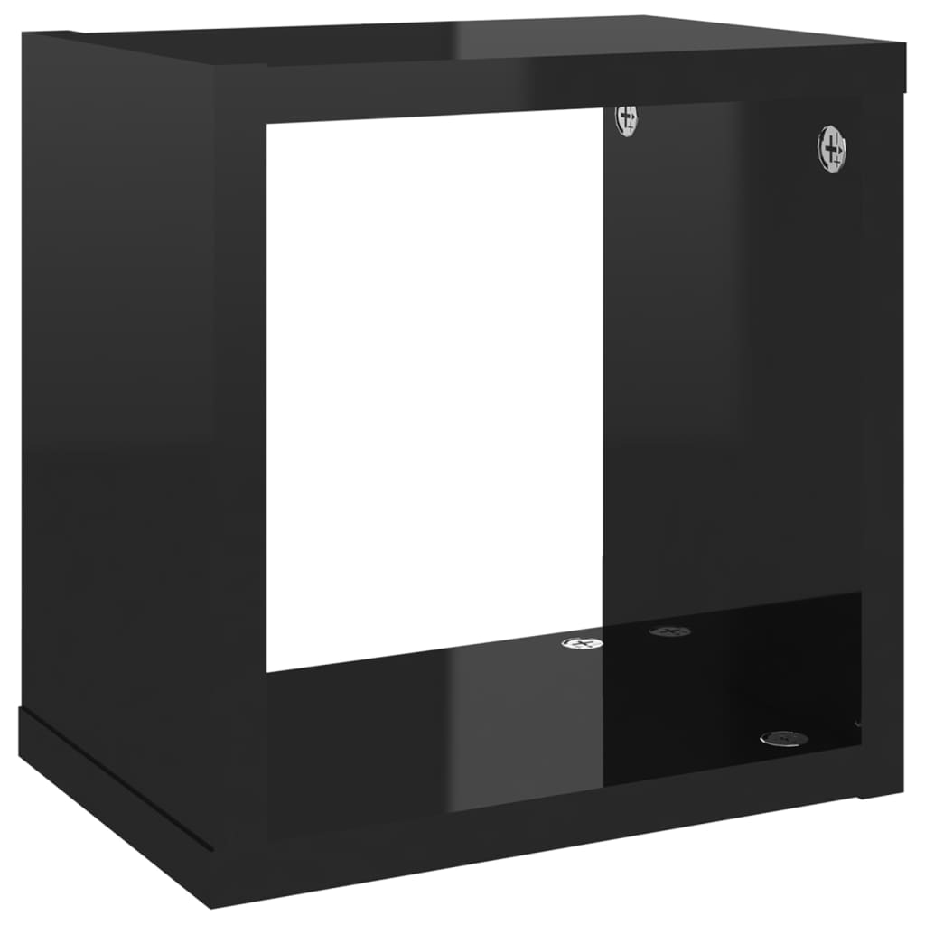 Étagères cube murales 6 pcs Noir brillant 22x15x22 cm - Xios Store SNC