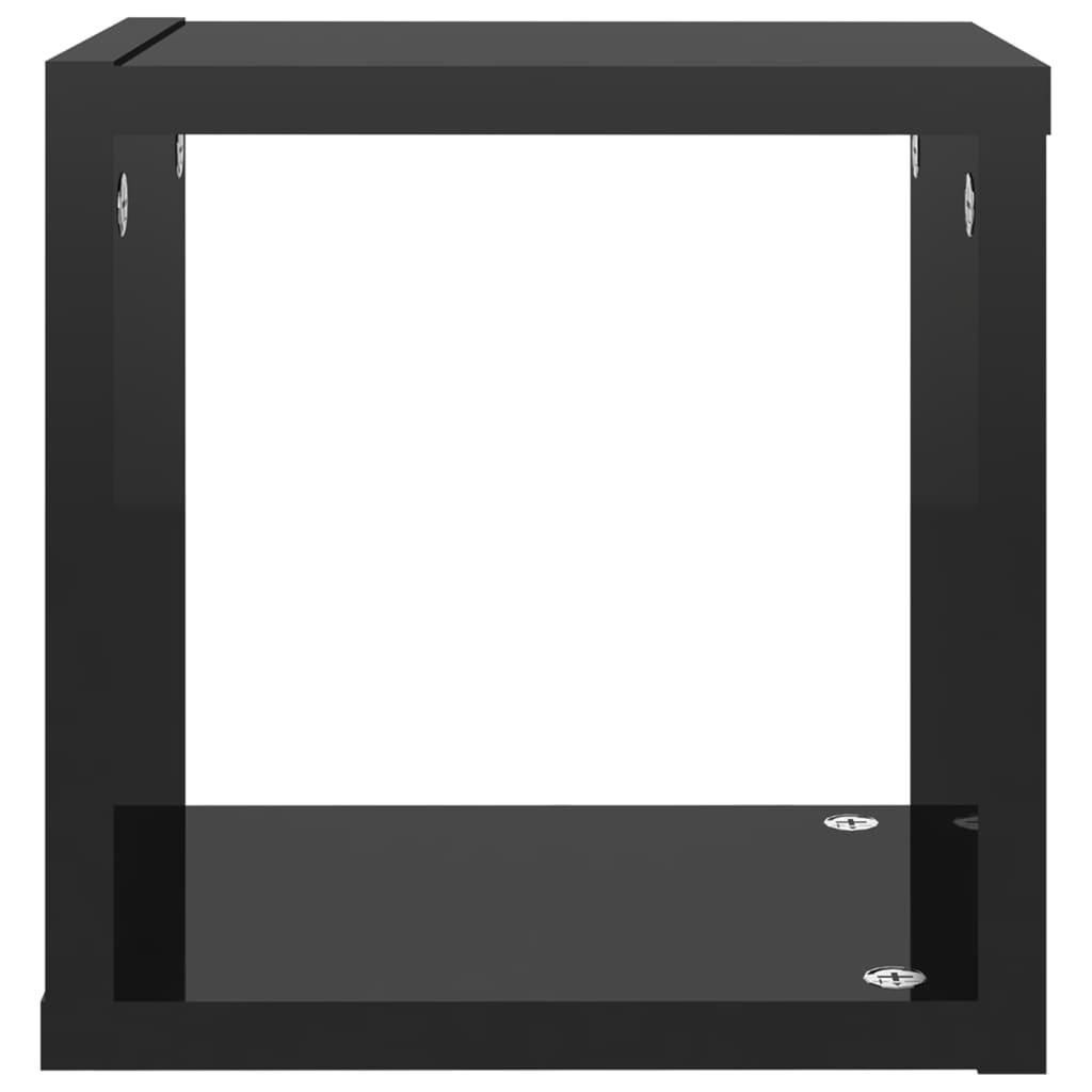 Étagères cube murales 6 pcs Noir brillant 22x15x22 cm - Xios Store SNC