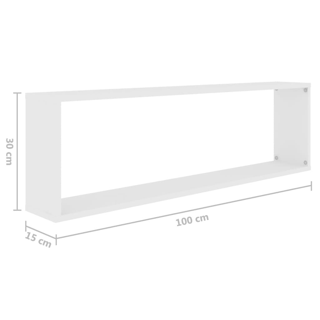 Étagères cube murales 2 pcs blanc 100x15x30cm bois d'ingénierie - Xios Store SNC