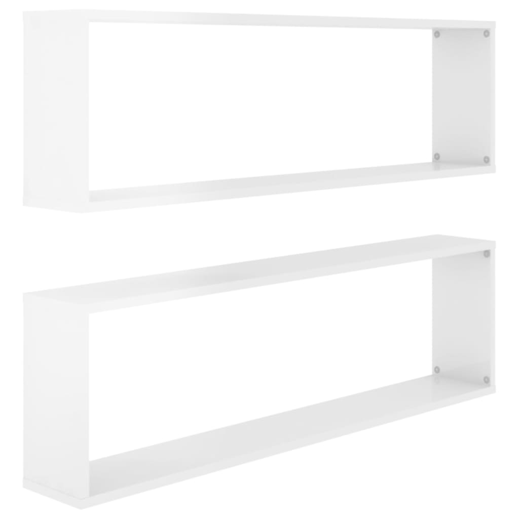 Étagères cube murales 2 pcs blanc brillant bois d'ingénierie - Xios Store SNC