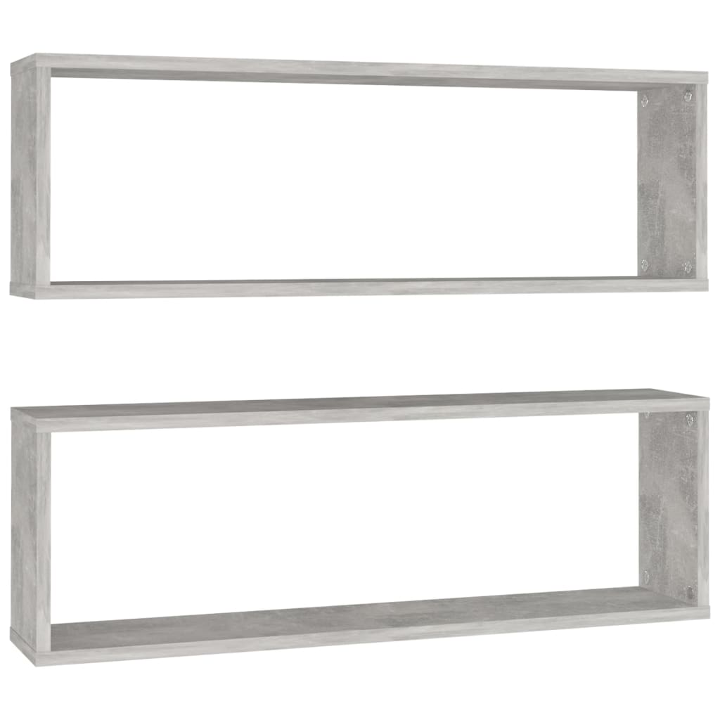 Étagères cube murales 2 pcs Gris béton 80x15x26,5 cm Aggloméré - Xios Store SNC