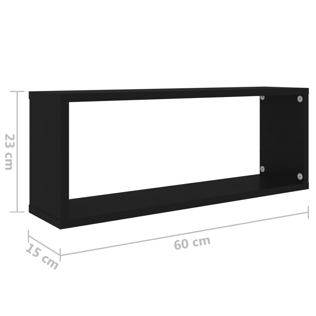 Étagères cube murales 6 pcs Noir 60x15x23 cm Aggloméré Étagères murales & corniches vidaXL   