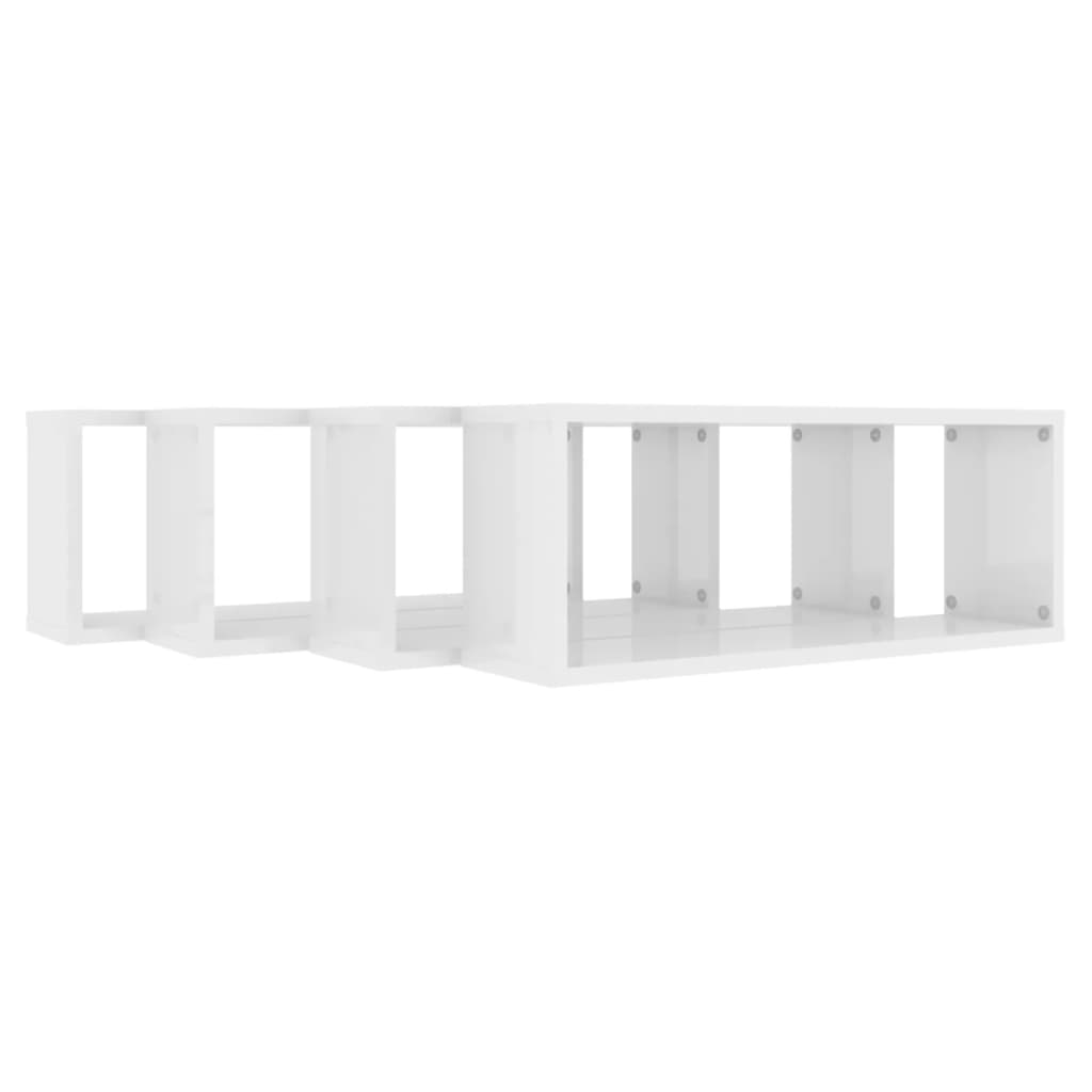 Étagères cube murales 4 pcs Blanc brillant 60x15x23cm Aggloméré Étagères murales & corniches vidaXL   