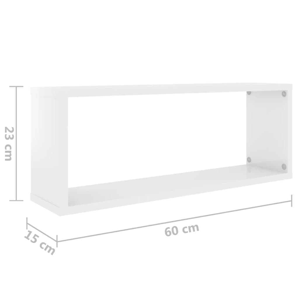 Étagères cube murales 4 pcs Blanc brillant 60x15x23cm Aggloméré Étagères murales & corniches vidaXL   