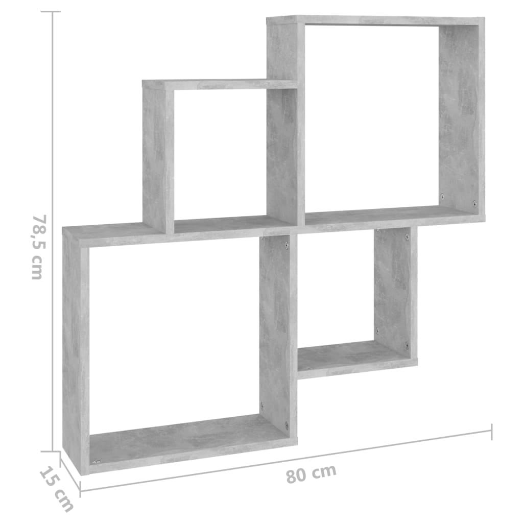 Étagère cube murale Gris béton 80x15x78,5 cm Aggloméré Étagères murales & corniches vidaXL   