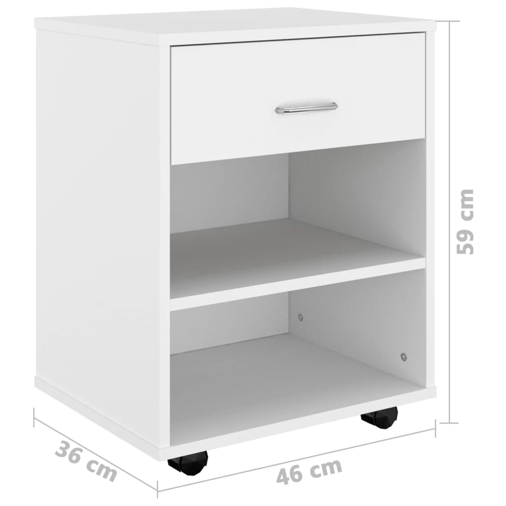 Armoire à roulettes Blanc 46x36x59 cm Aggloméré Casiers & armoires de rangement vidaXL   