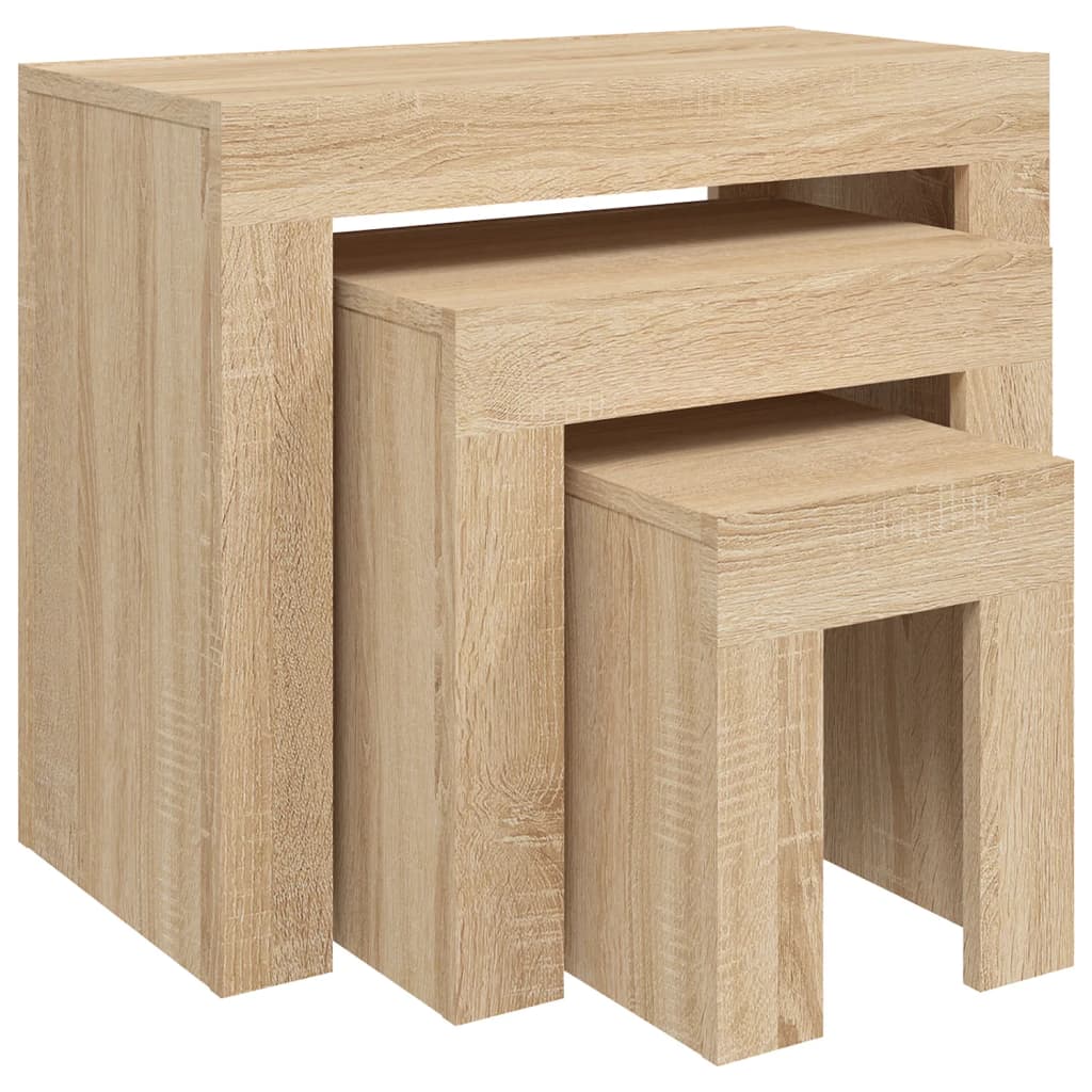 Tables basses gigognes 3 pcs chêne sonoma bois d'ingénierie Tables basses vidaXL