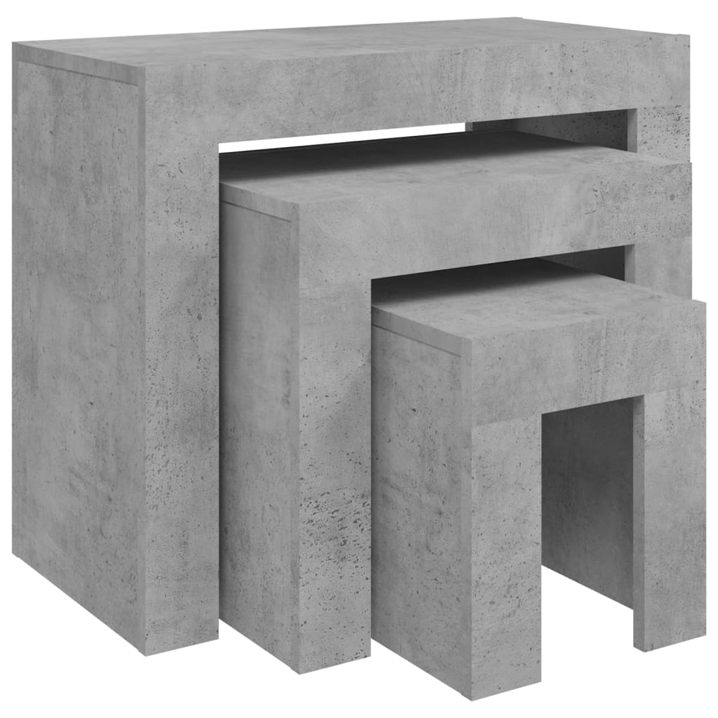 Tables basses gigognes 3 pcs Gris béton Bois d'ingénierie Tables basses vidaXL