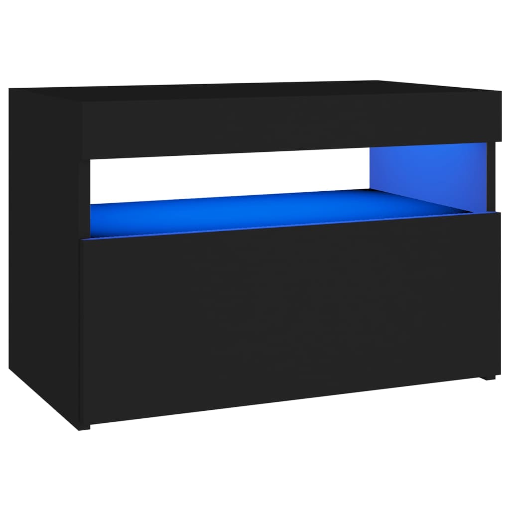 Table de chevet avec lumières LED noir 60x35x40 cm Tables de chevet vidaXL