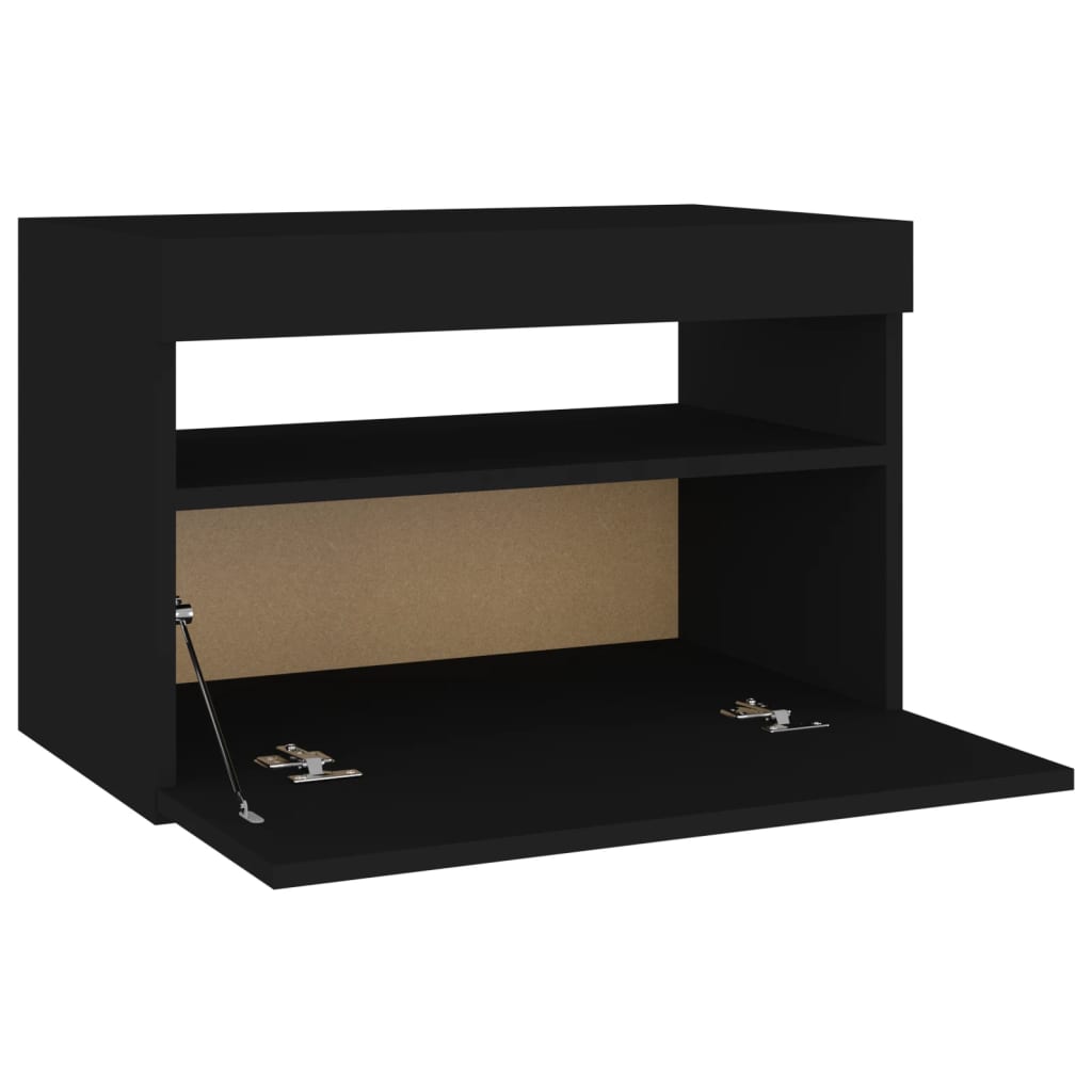 Table de chevet avec lumières LED noir 60x35x40 cm Tables de chevet vidaXL