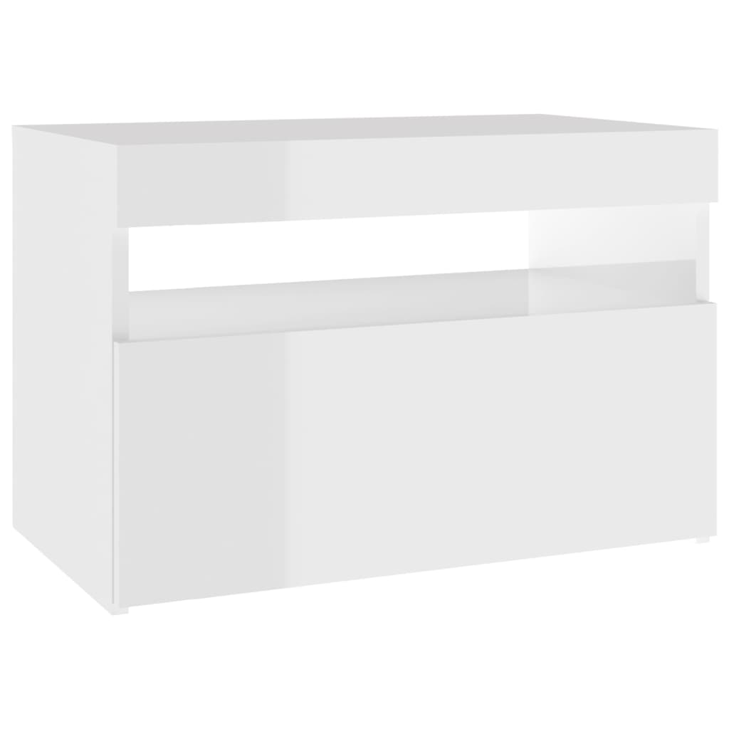 Table de chevet avec lumières LED blanc brillant 60x35x40 cm Tables de chevet vidaXL