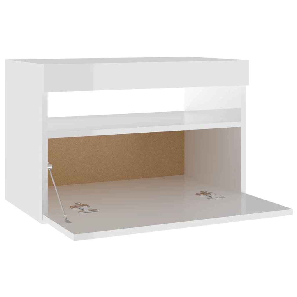 Table de chevet avec lumières LED blanc brillant 60x35x40 cm Tables de chevet vidaXL