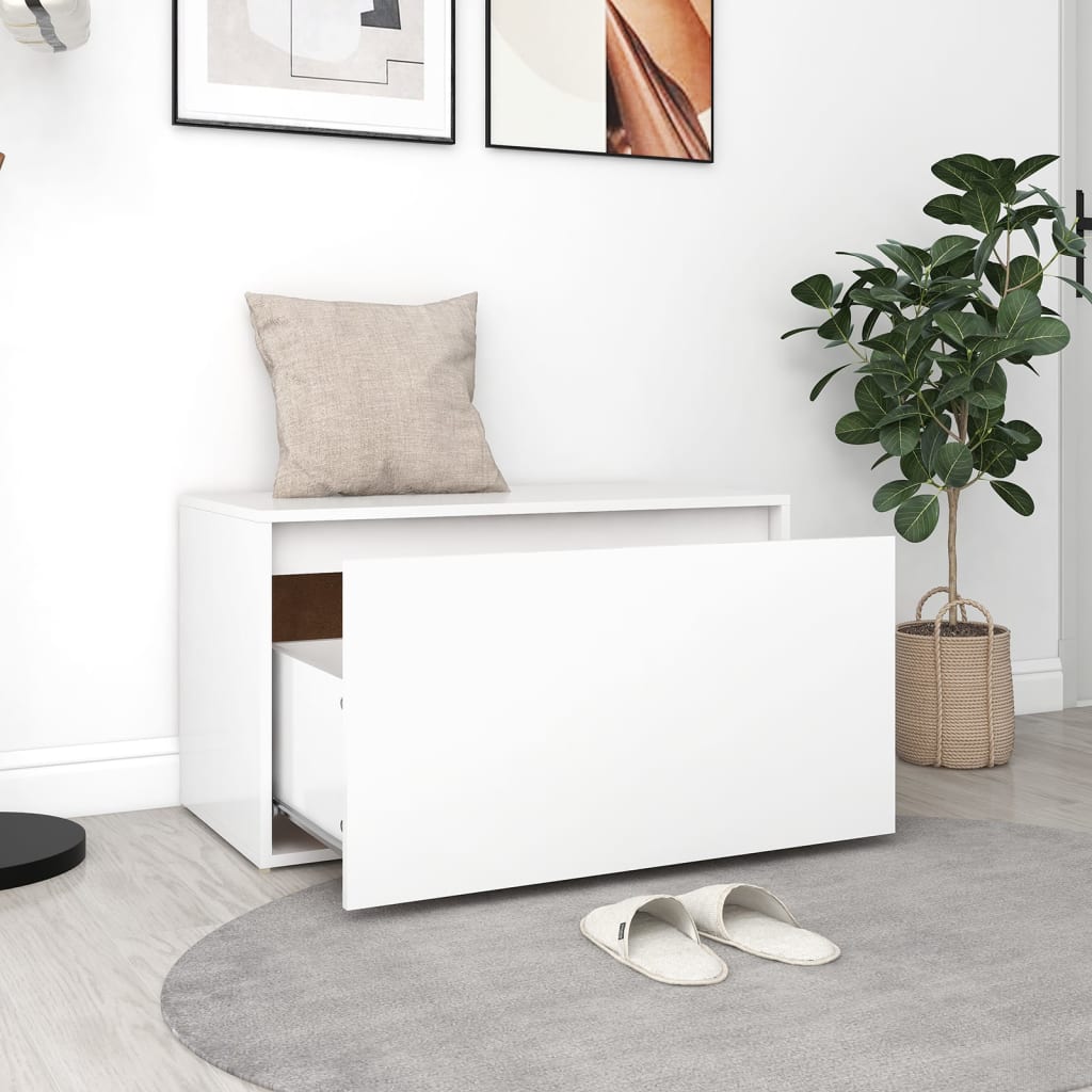 Banc d'entrée 80x40x45 cm Blanc Bois d’ingénierie Bancs coffres vidaXL   