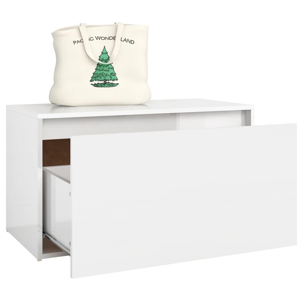 Banc d'entrée 80x40x45 cm Blanc brillant Bois d'ingénierie Bancs coffres vidaXL   