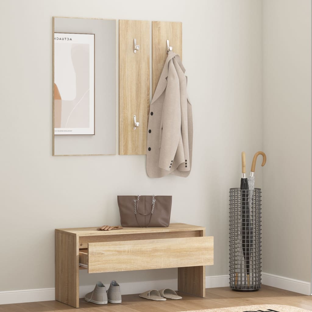 Ensemble de meubles de couloir Chêne Sonoma Bois d'ingénierie Bancs coffres vidaXL   