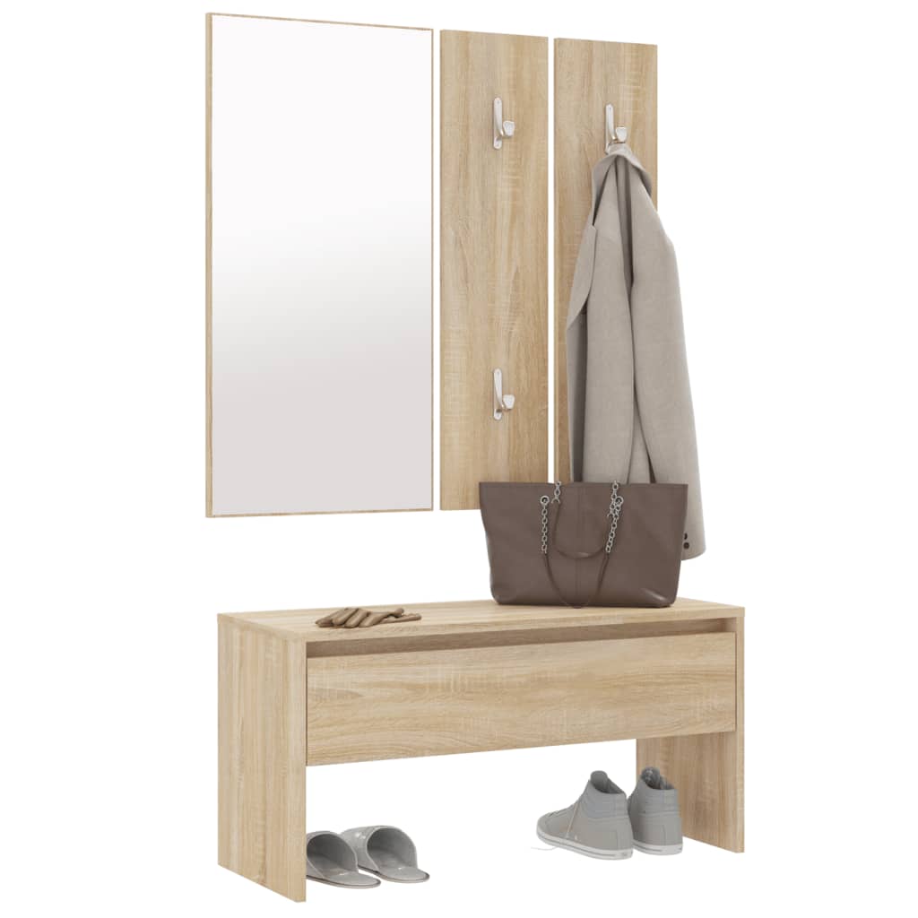 Ensemble de meubles de couloir Chêne Sonoma Bois d'ingénierie Bancs coffres vidaXL   