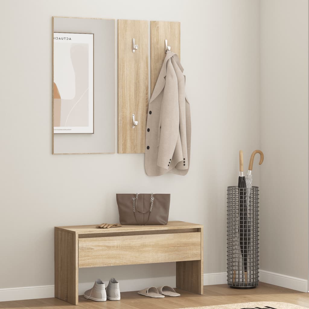 Ensemble de meubles de couloir Chêne Sonoma Bois d'ingénierie Bancs coffres vidaXL   