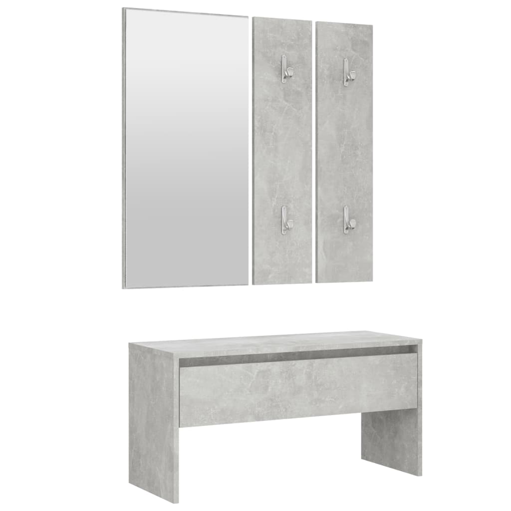 Ensemble de meubles de couloir Gris béton Bois d'ingénierie Bancs coffres vidaXL   