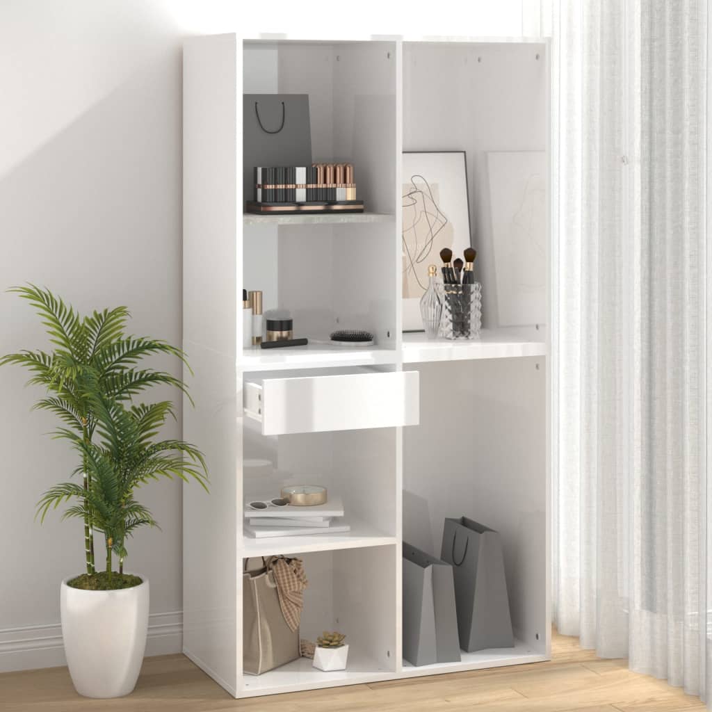 Armoire cosmétique Blanc brillant 80x40x75 cm Bois d'ingénierie Armoires & meubles de rangement vidaXL