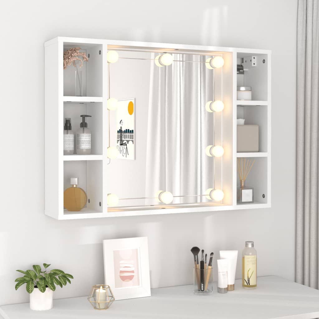 Armoire à miroir avec LED Blanc 76x15x55 cm Armoires & meubles de rangement vidaXL