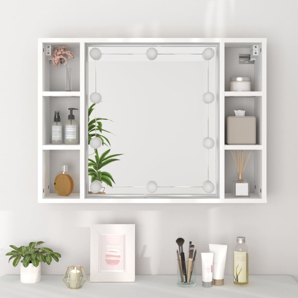 Armoire à miroir avec LED Blanc 76x15x55 cm Armoires & meubles de rangement vidaXL